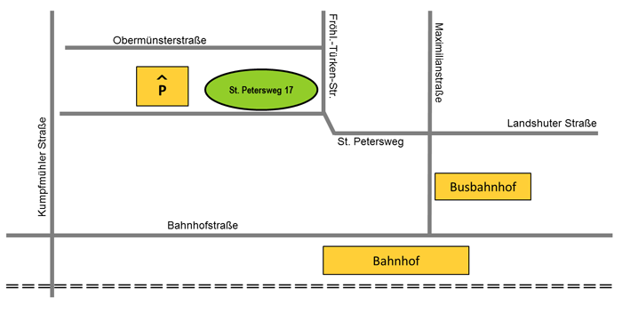 Anfahrtsskizze zu den Unterrichtsräumen